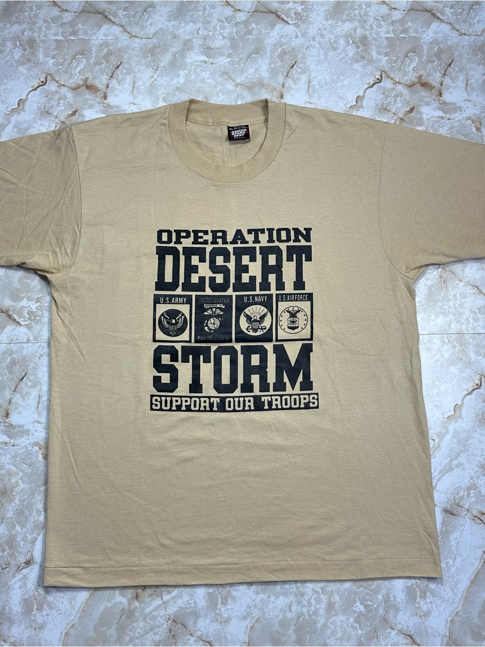 Vintage Operation Desert Storm Tan T-Shirt XL Screen Stars Single Stitch USA